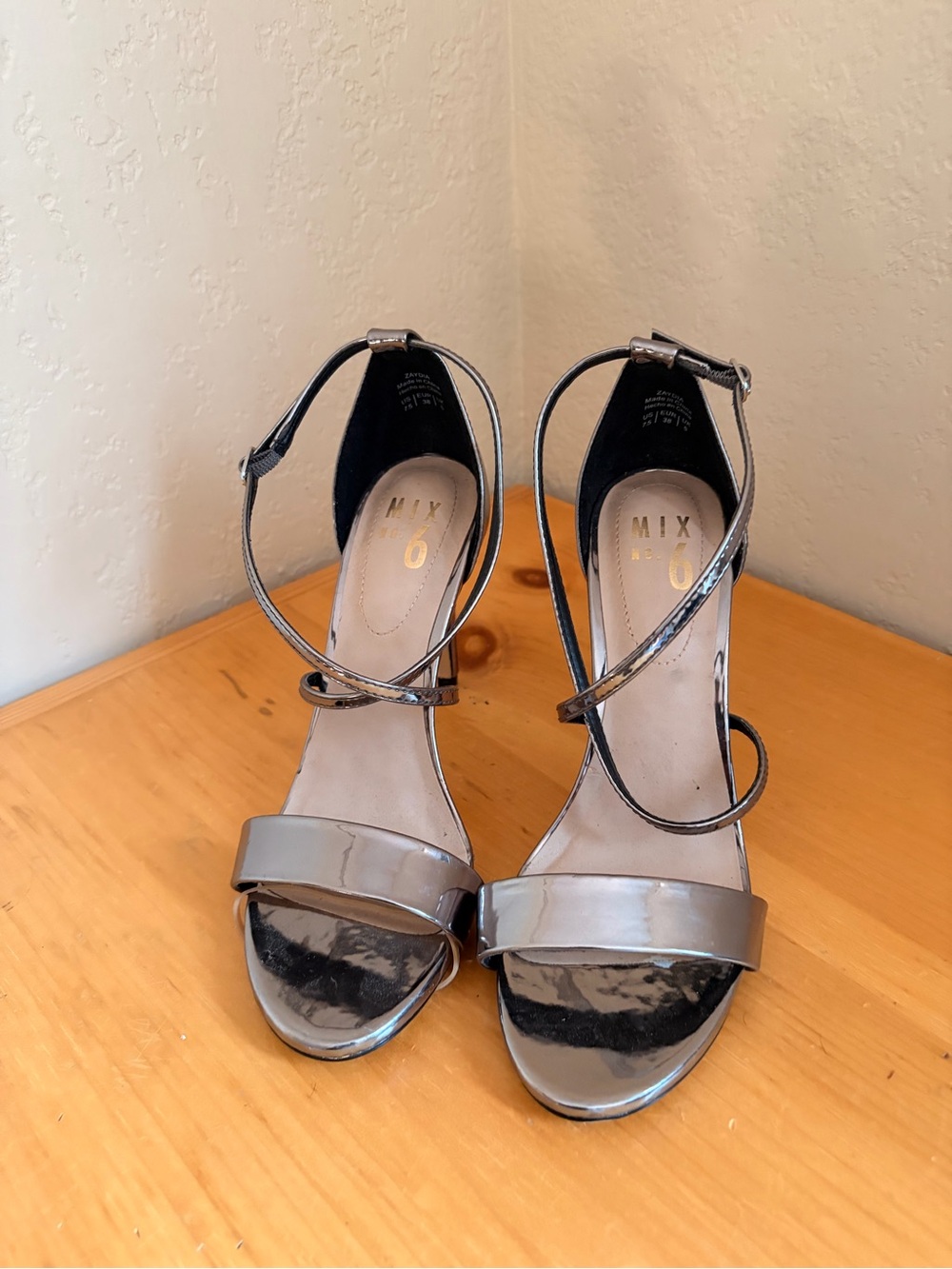 Mix No. 6 Silver Metallic Strappy High Heel Sandals